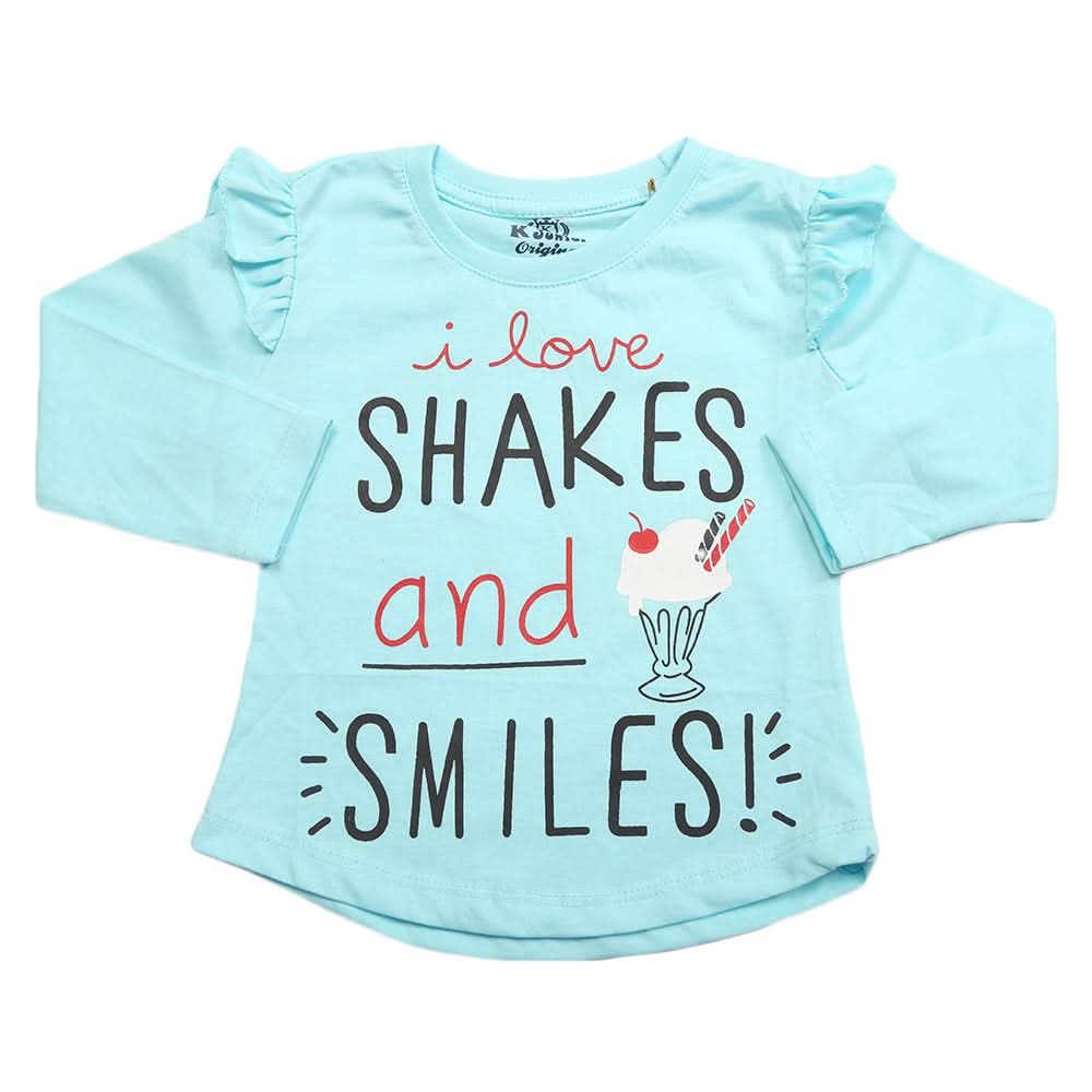 Girls Full Sleeves Jersey T-Shirt - Light Blue, Kids, Girls T-Shirts, Chase Value, Chase Value