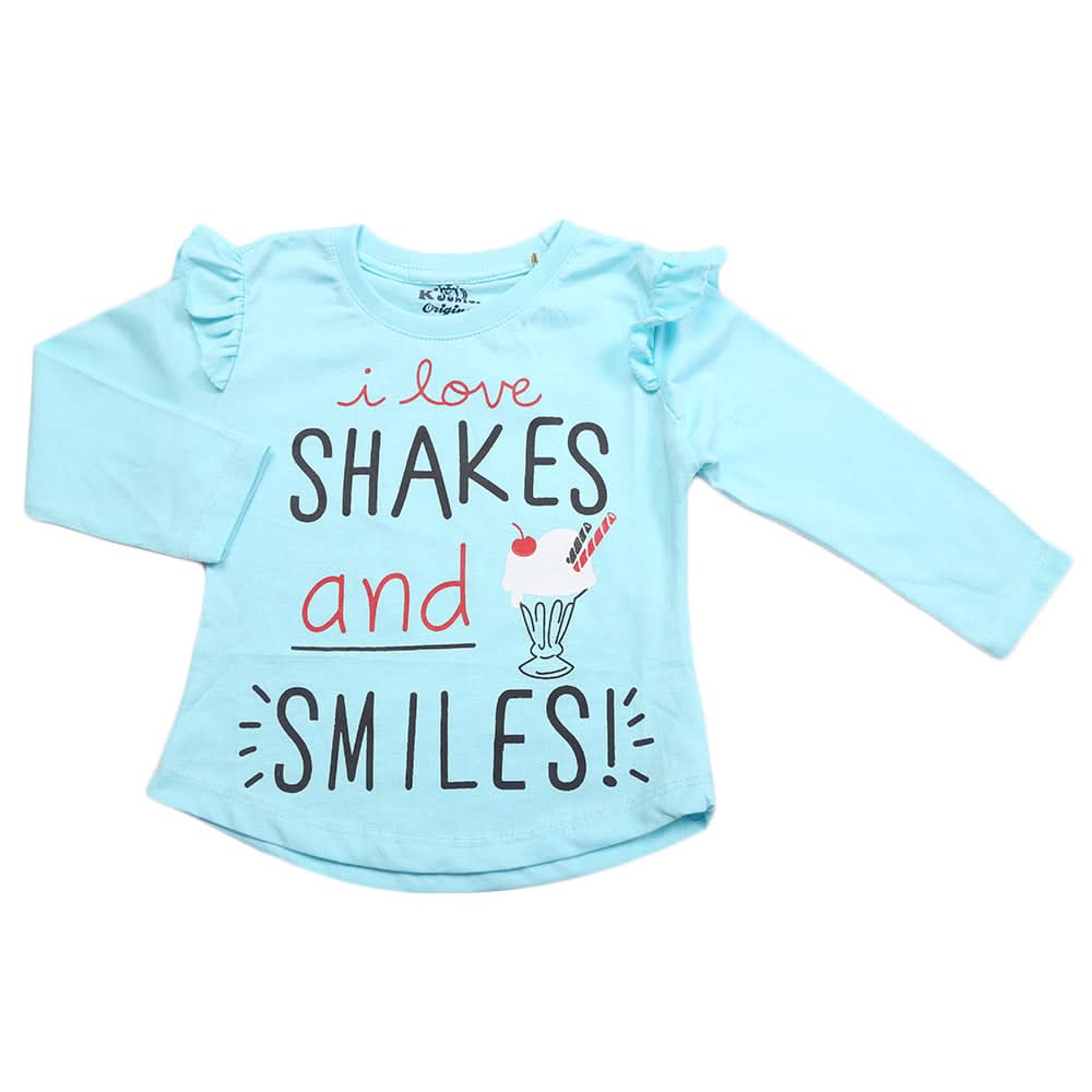 Girls Full Sleeves Jersey T-Shirt - Light Blue, Kids, Girls T-Shirts, Chase Value, Chase Value