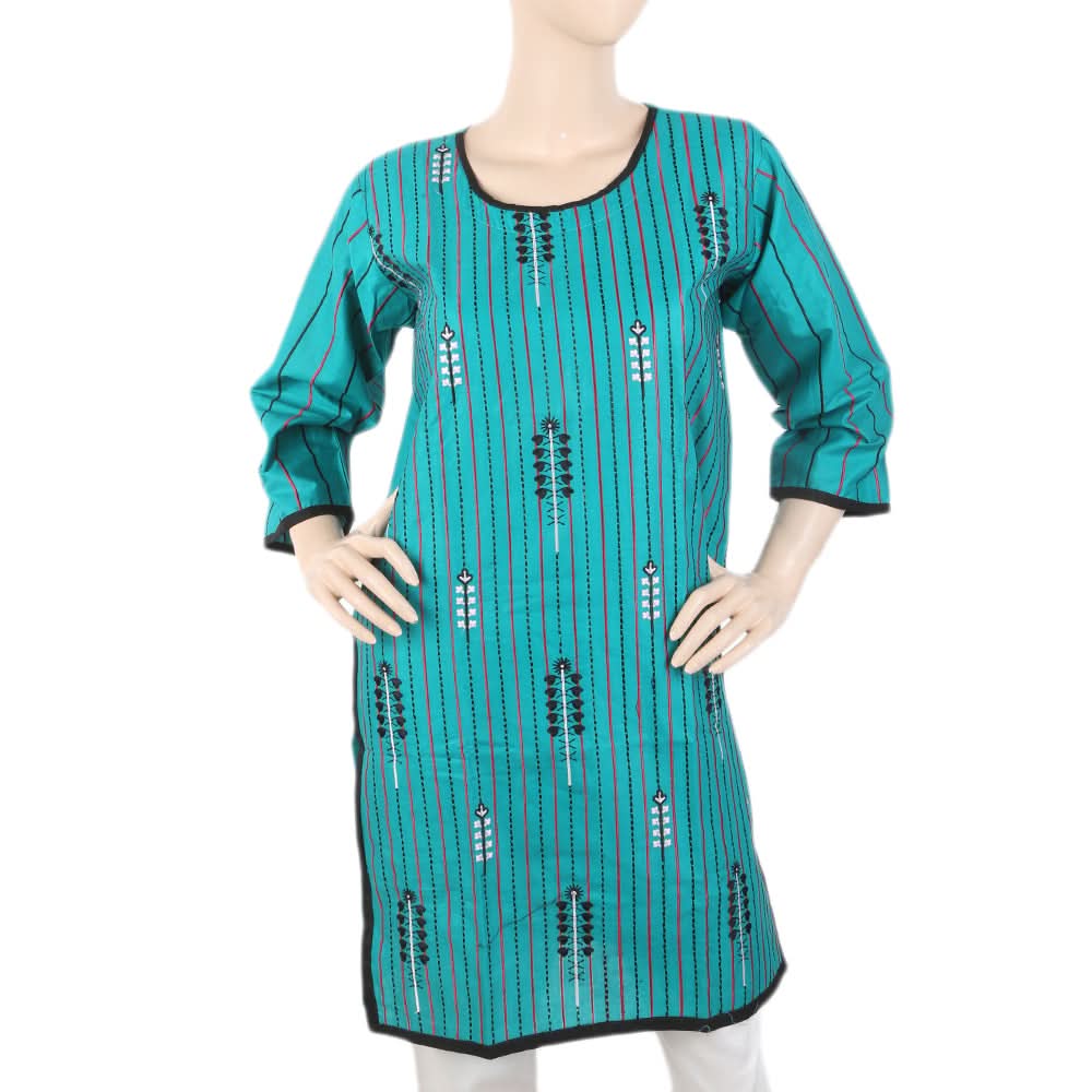 Women's Embroidered Kurti - Sea Green, Women, Ready Kurtis, Chase Value, Chase Value