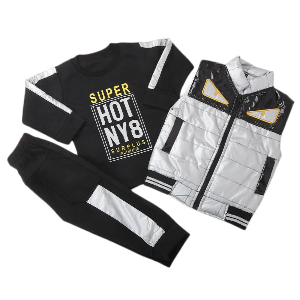 Boys 3 Piece Full Sleeves Suit - Light Grey, Kids, Boys Sets And Suits, Chase Value, Chase Value