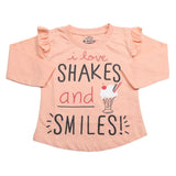 Girls Full Sleeves Jersey T-Shirt - Peach, Kids, Girls T-Shirts, Chase Value, Chase Value