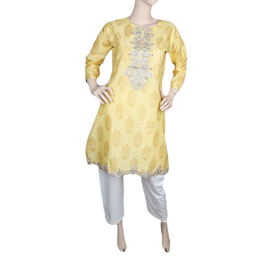 Women's Embroidered 2 Piece Suit - Yellow, Women, Shalwar Suits, Chase Value, Chase Value