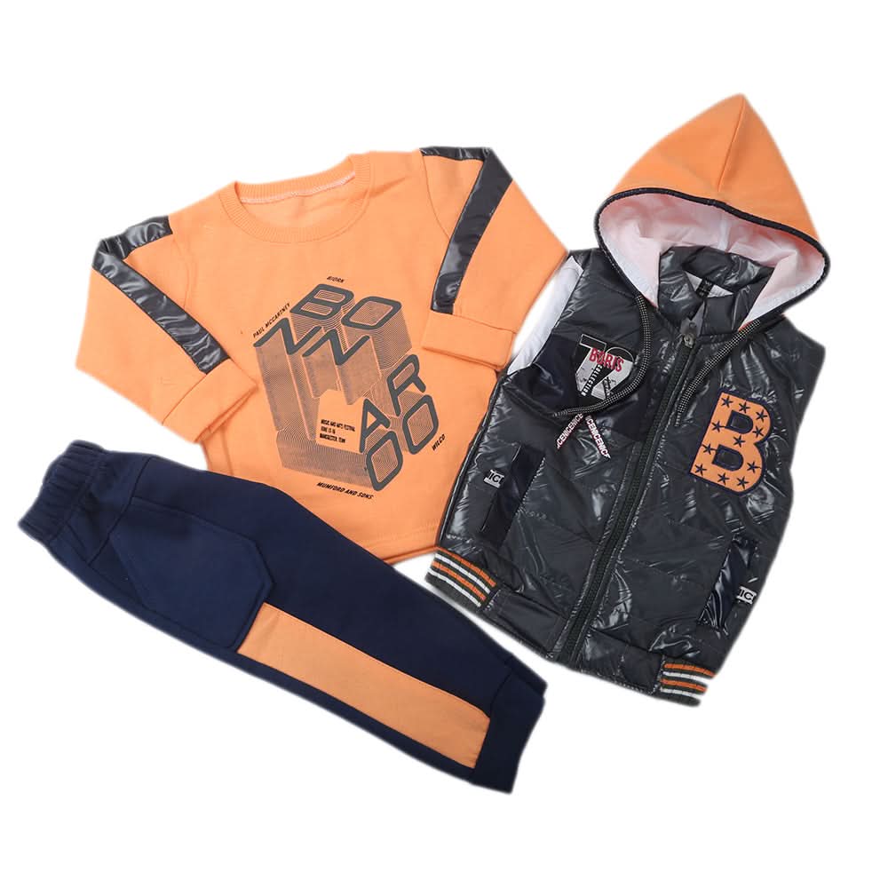 Boys 3 Piece Full Sleeves Suit - Peach, Kids, Boys Sets And Suits, Chase Value, Chase Value