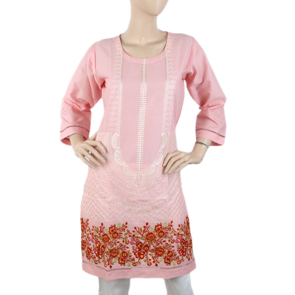Women's Embroidered Kurti - Pink, Women, Ready Kurtis, Chase Value, Chase Value