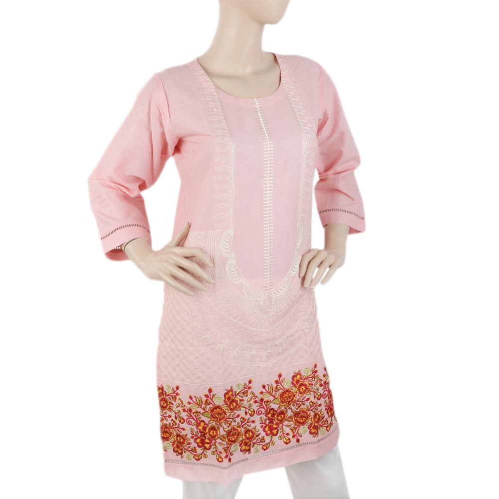Women's Embroidered Kurti - Pink, Women, Ready Kurtis, Chase Value, Chase Value