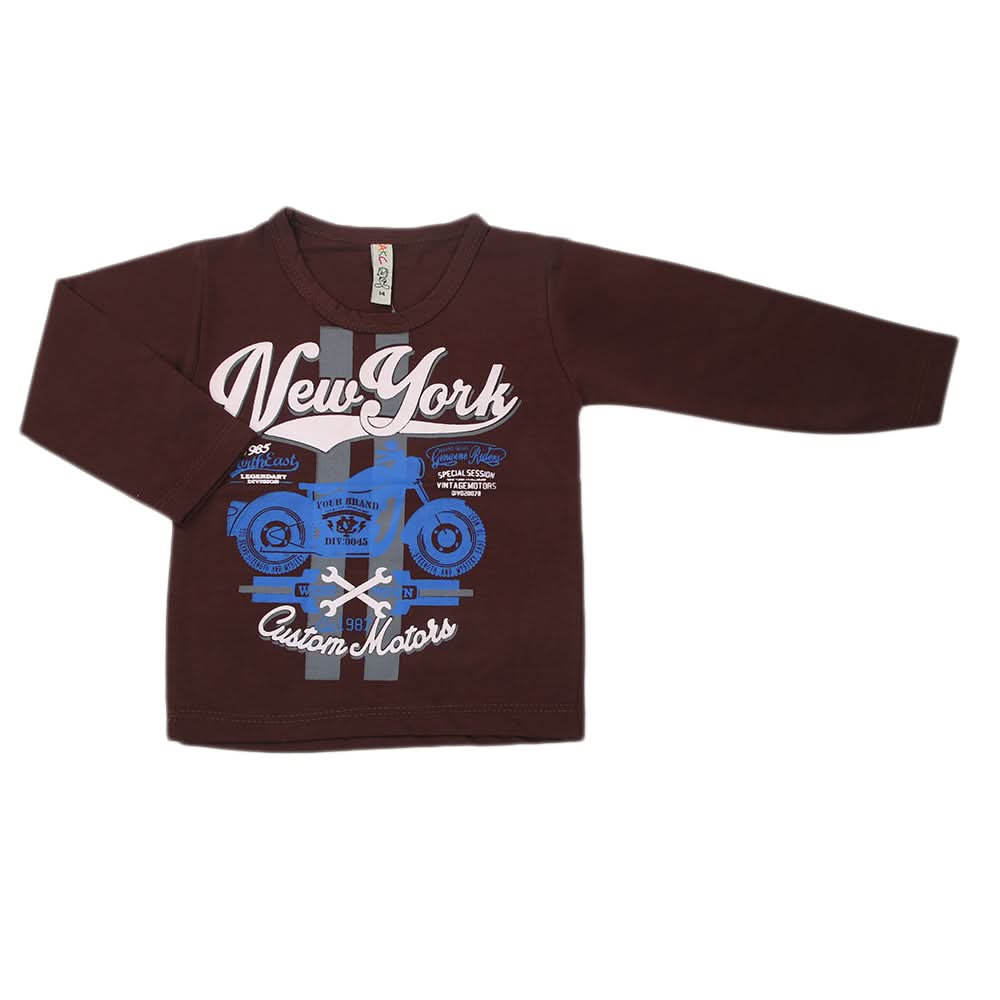 Boys Full Sleeves T-Shirt - Brown, Kids, Boys T-Shirts, Chase Value, Chase Value