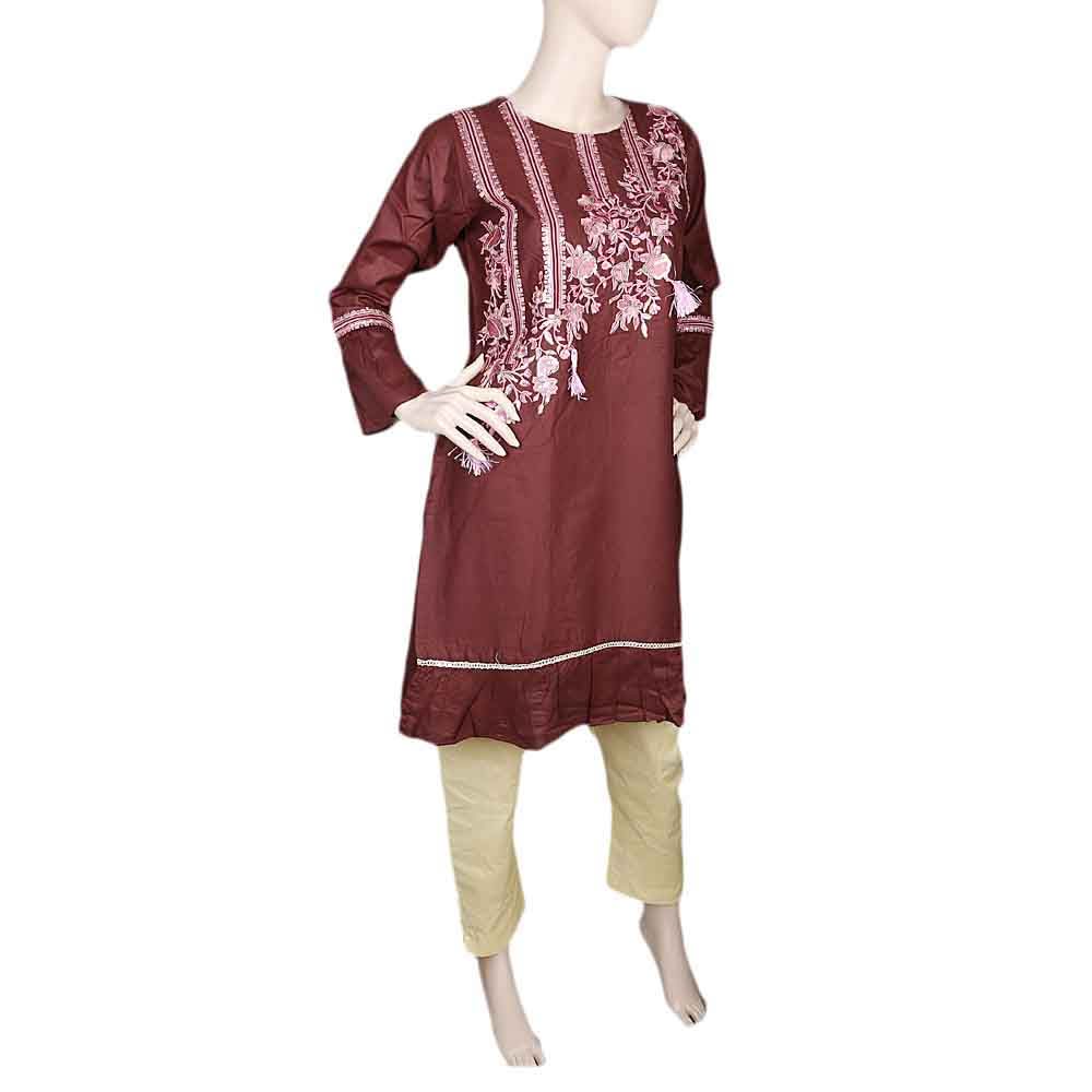Women's Embroidered 2 Piece Suit - Dark Brown, Women, Shalwar Suits, Chase Value, Chase Value