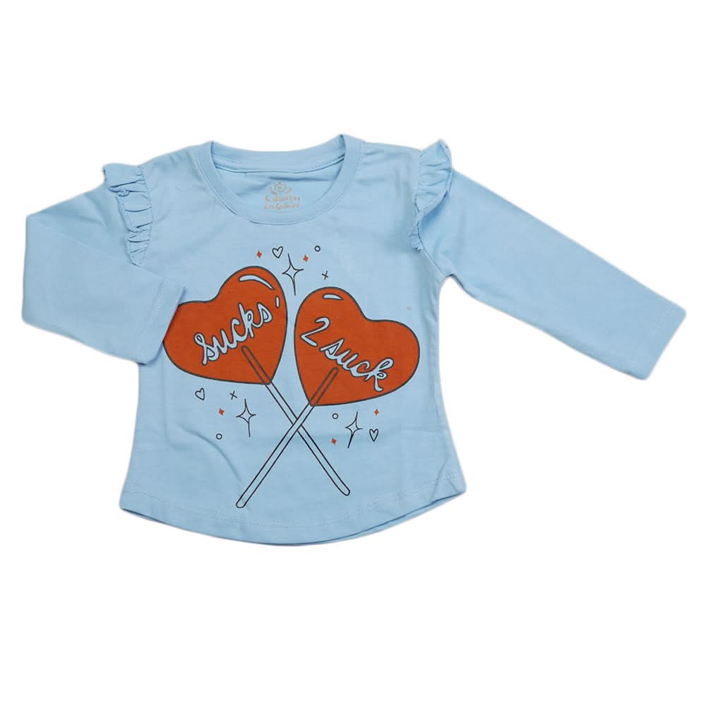 Girls Full Sleeves Jersey T-Shirt - Blue, Kids, Girls T-Shirts, Chase Value, Chase Value