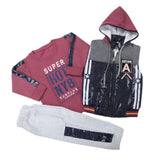 Boys 3 Piece Full Sleeves Suit - Purple, Kids, Boys Sets And Suits, Chase Value, Chase Value