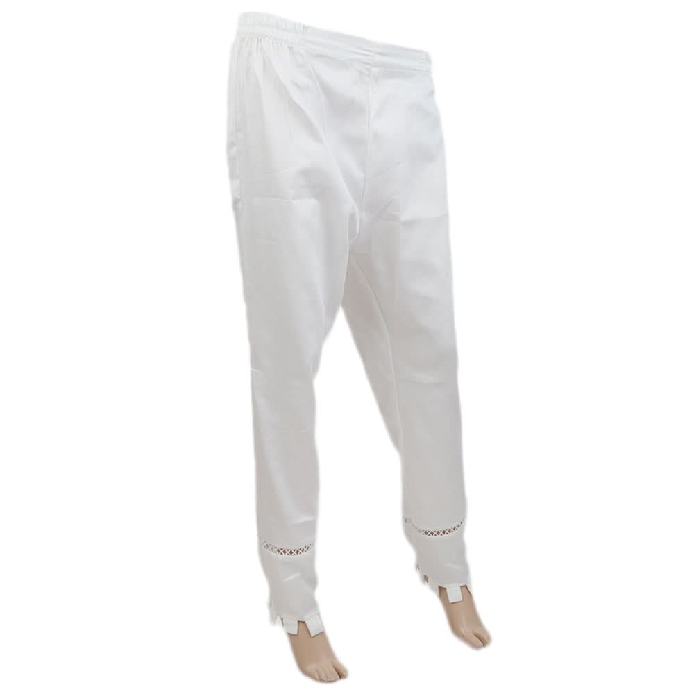 Women's Trouser With Lace - White, Women, Pants & Tights, Chase Value, Chase Value