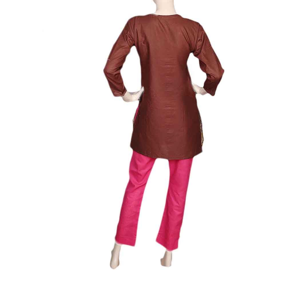 Women's Embroidered 2 Piece Suit - Brown, Women, Shalwar Suits, Chase Value, Chase Value