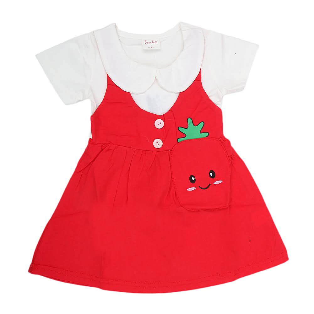 Newborn Girls Frock - Red, Kids, NB Girls Frocks, Chase Value, Chase Value