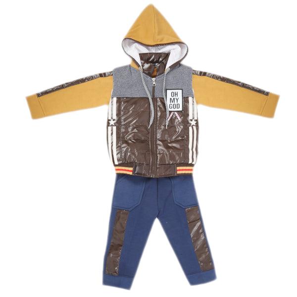 Boys 3 Piece Full Sleeves Suit - Mustard, Kids, Boys Sets And Suits, Chase Value, Chase Value