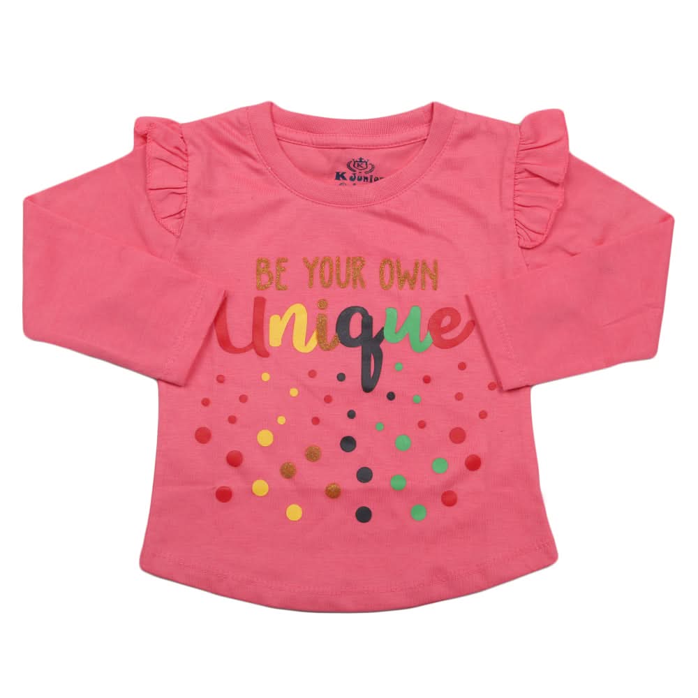 Girls Full Sleeves Jersey T-Shirt - Pink, Kids, Girls T-Shirts, Chase Value, Chase Value
