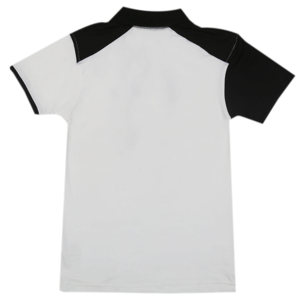 Boys Half Sleeves Polo T-Shirt - White, Boys T-Shirts, Chase Value, Chase Value