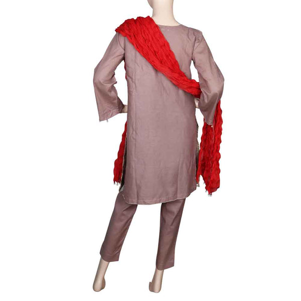 Women's Embroidered 3 Piece Suit - Brown, Women, Shalwar Suits, Chase Value, Chase Value