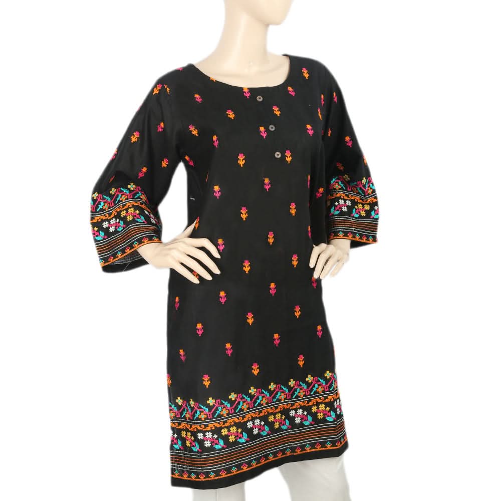 Women's Embroidered Kurti - Black, Women, Ready Kurtis, Chase Value, Chase Value