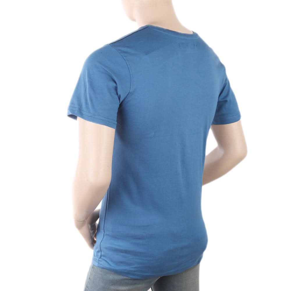 Men's Round Neck Half Sleeves T-Shirt - Steel Blue, Men, T-Shirts And Polos, Chase Value, Chase Value