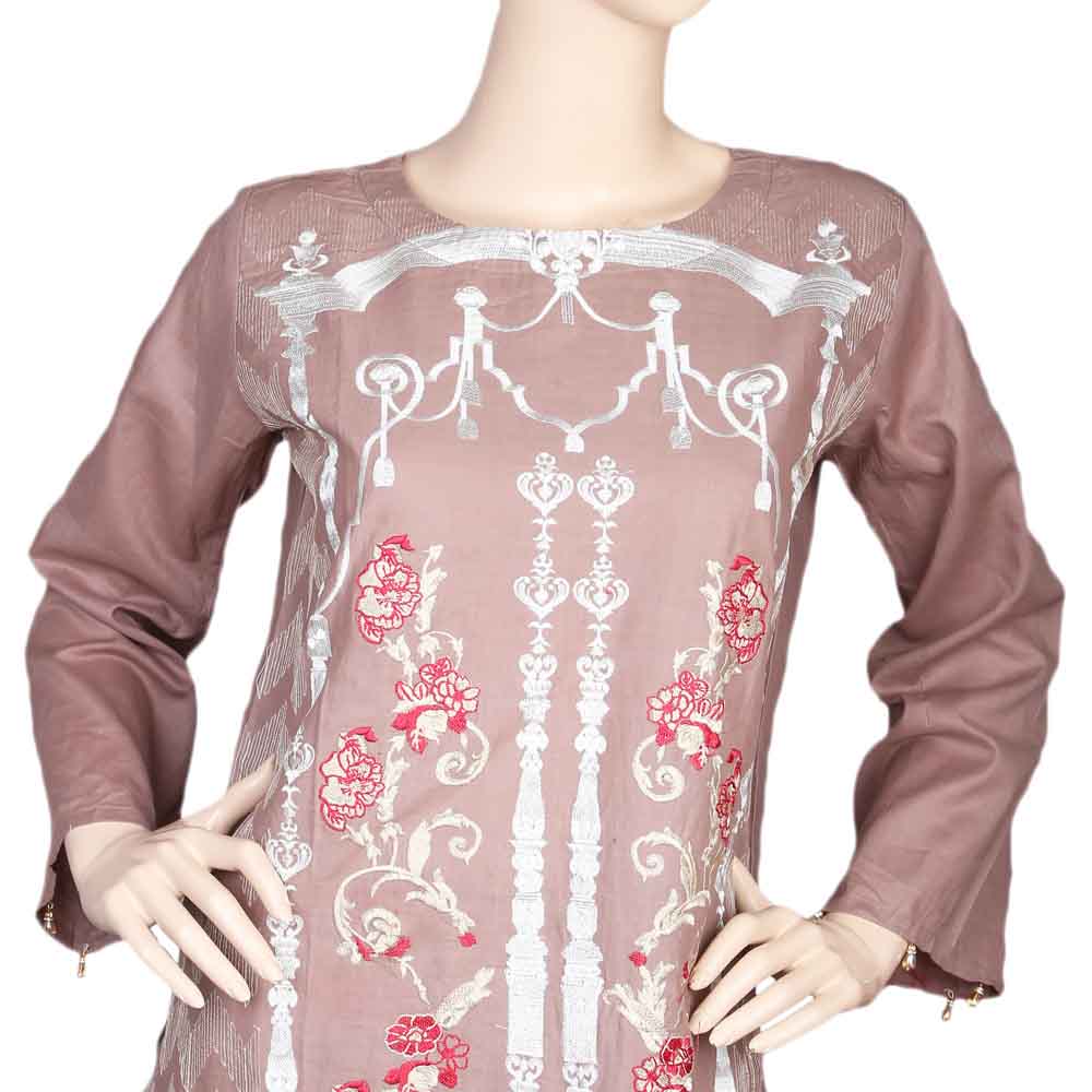 Women's Embroidered 3 Piece Suit - Brown, Women, Shalwar Suits, Chase Value, Chase Value