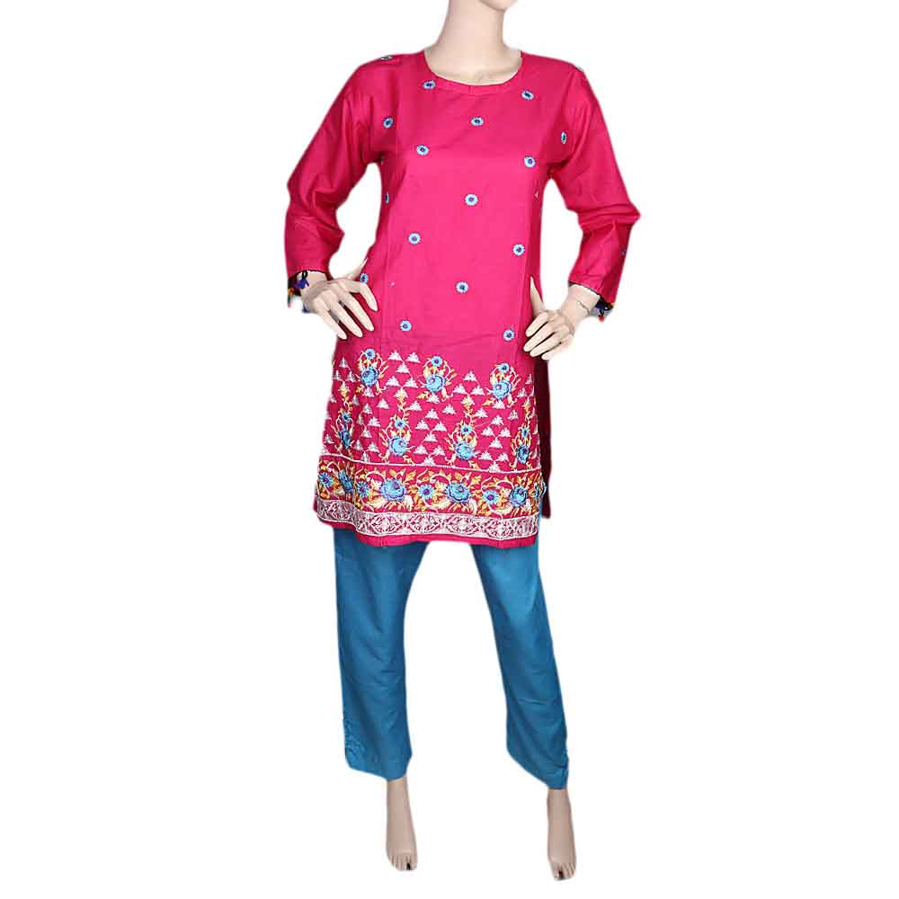 Women's Embroidered 2 Piece Suit - Pink, Women, Shalwar Suits, Chase Value, Chase Value