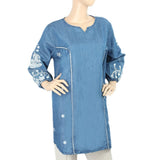 Women's Embroidered Denim Kurti - Blue, Women, Ready Kurtis, Chase Value, Chase Value