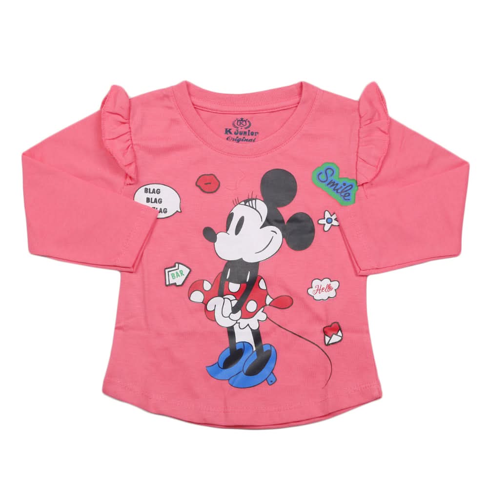 Girls Full Sleeves Jersey T-Shirt - Pink, Kids, Girls T-Shirts, Chase Value, Chase Value