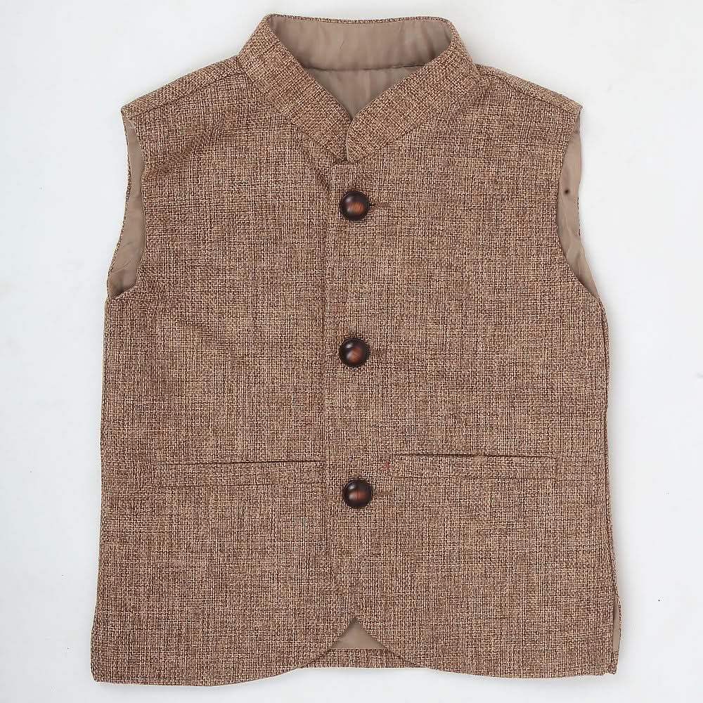 Boys Jute Waist Coat - Brown, Kids, Boys Waistcoats, Chase Value, Chase Value