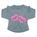 Girls Full Sleeves Jersey T-Shirt - Steel Blue, Kids, Girls T-Shirts, Chase Value, Chase Value