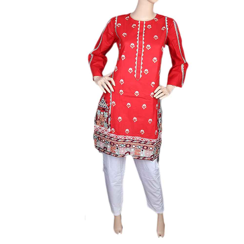 Women's Embroidered 2 Piece Suit - Red, Women, Shalwar Suits, Chase Value, Chase Value
