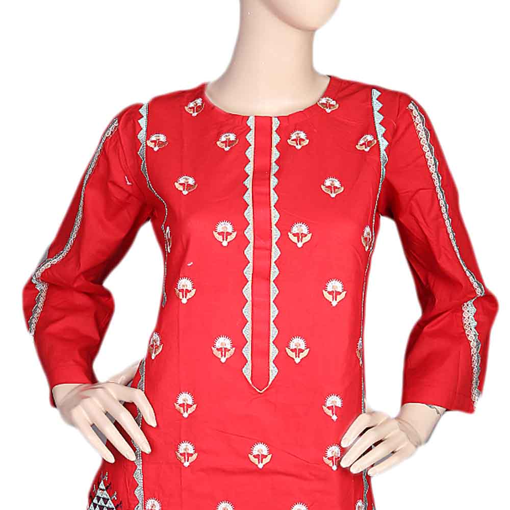 Women's Embroidered 2 Piece Suit - Red, Women, Shalwar Suits, Chase Value, Chase Value
