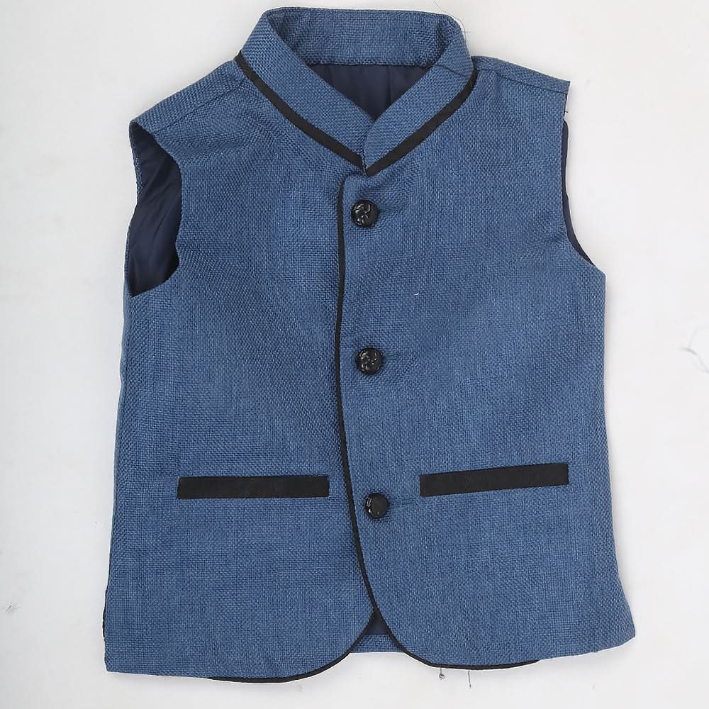 Boys Jute Fancy Waist Coat - Steel Blue, Kids, Boys Waistcoats, Chase Value, Chase Value