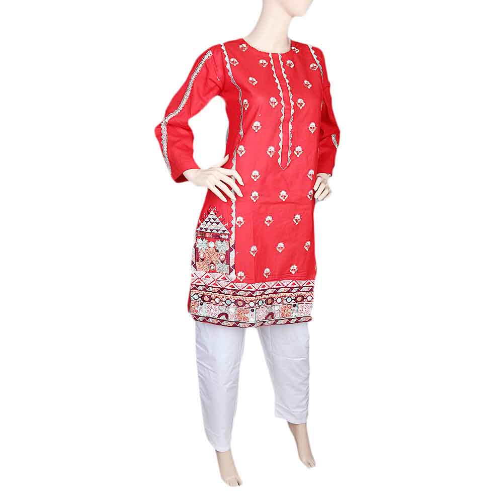 Women's Embroidered 2 Piece Suit - Red, Women, Shalwar Suits, Chase Value, Chase Value