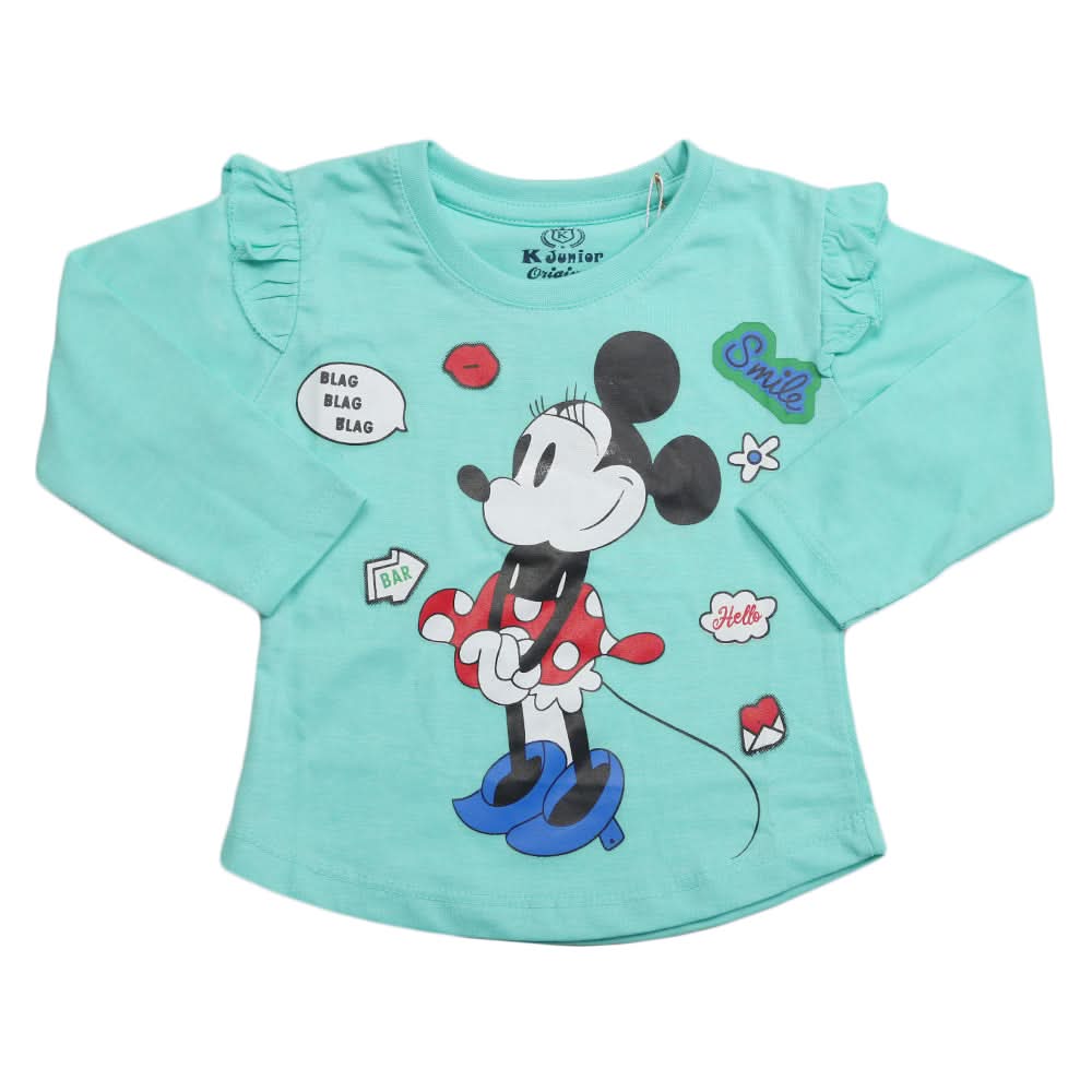 Girls Full Sleeves Jersey T-Shirt - Sea Green, Kids, Girls T-Shirts, Chase Value, Chase Value