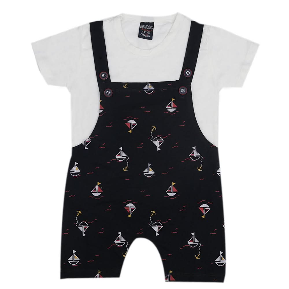 Boys Half Sleeves Romper - Navy Blue, Kids, Newborn Boys Rompers, Chase Value, Chase Value