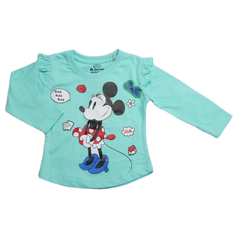 Girls Full Sleeves Jersey T-Shirt - Sea Green, Kids, Girls T-Shirts, Chase Value, Chase Value