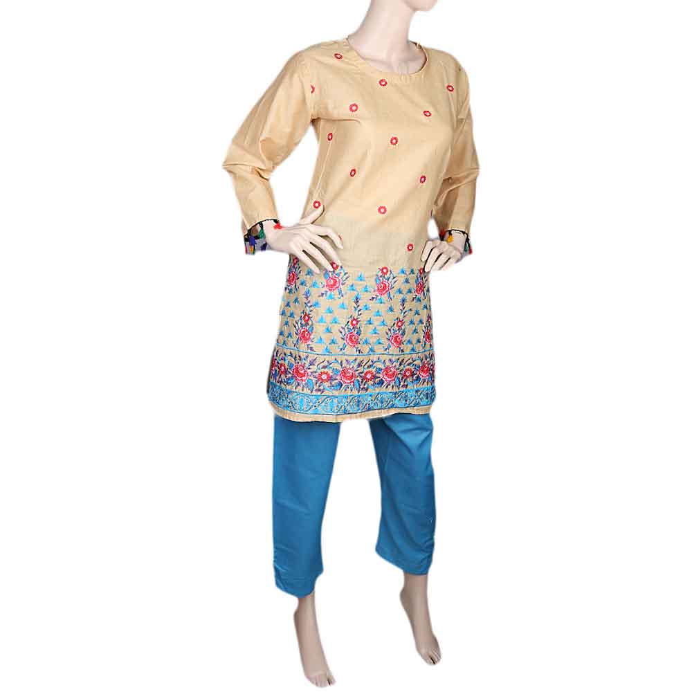 Women's Embroidered 2 Piece Suit - Skin, Women, Shalwar Suits, Chase Value, Chase Value