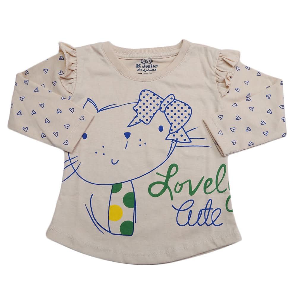 Girls Full Sleeves Jersey T-Shirt - Fawn, Kids, Girls T-Shirts, Chase Value, Chase Value