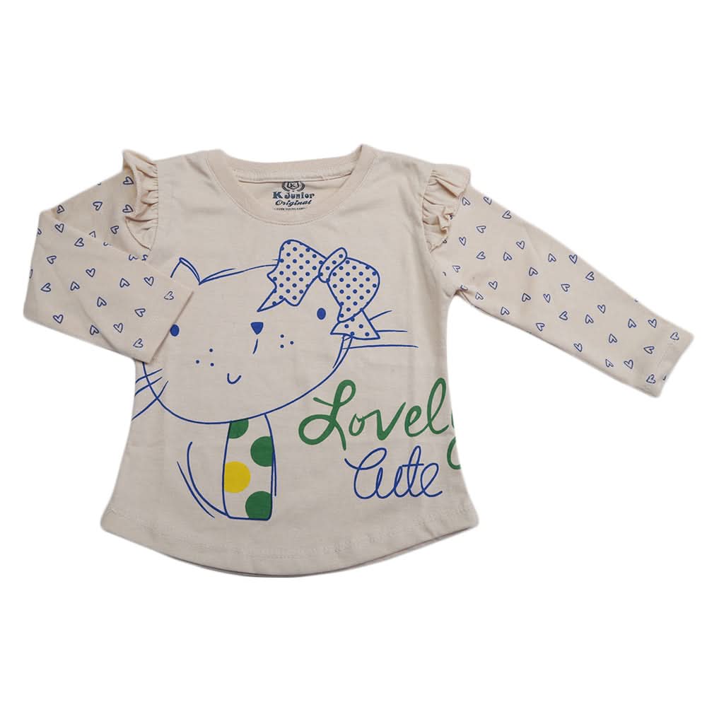 Girls Full Sleeves Jersey T-Shirt - Fawn, Kids, Girls T-Shirts, Chase Value, Chase Value