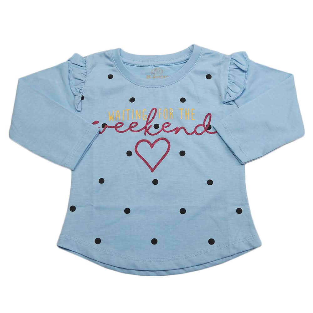 Girls Full Sleeves Jersey T-Shirt - Blue, Kids, Girls T-Shirts, Chase Value, Chase Value
