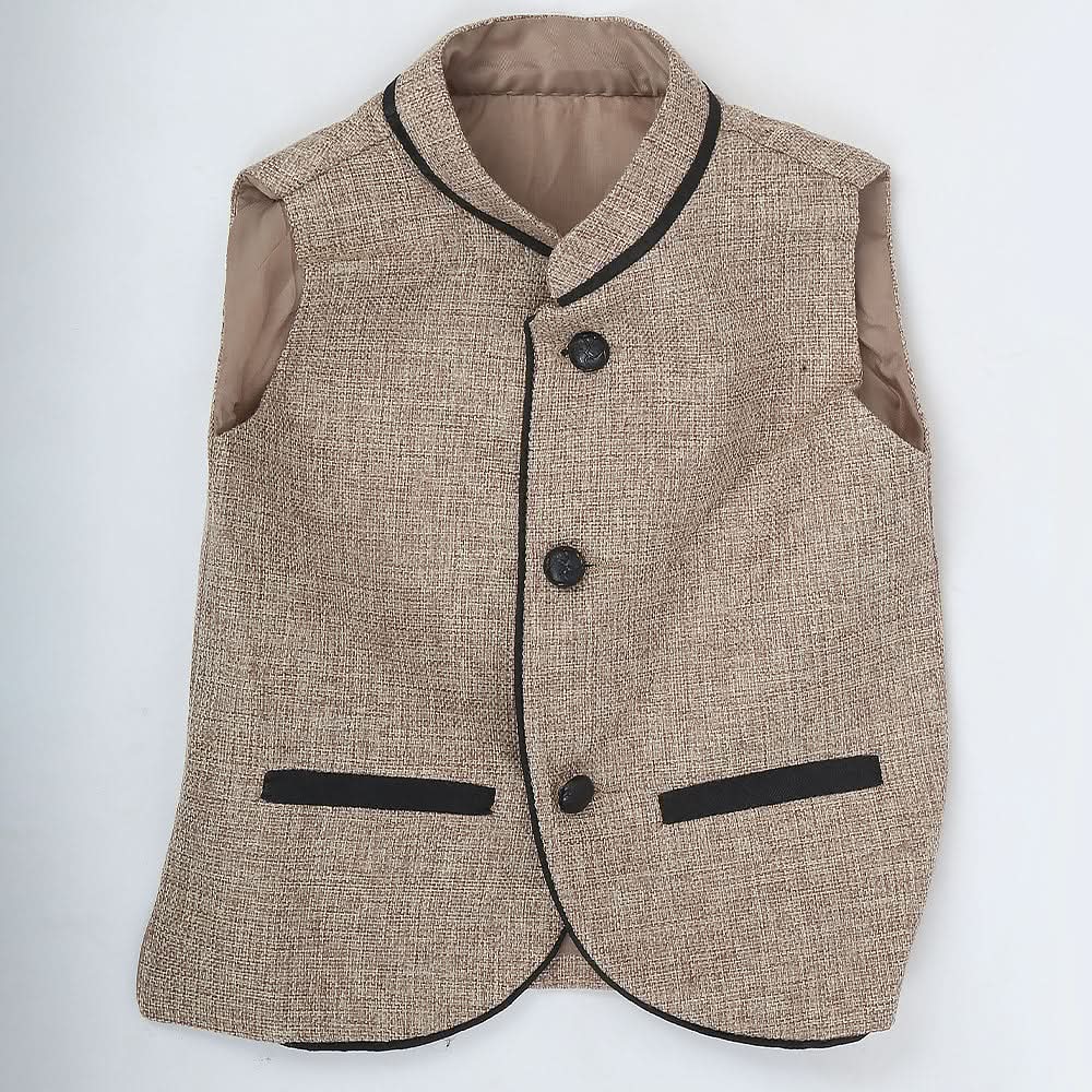 Boys Jute Fancy Waist Coat - Beige, Kids, Boys Waistcoats, Chase Value, Chase Value