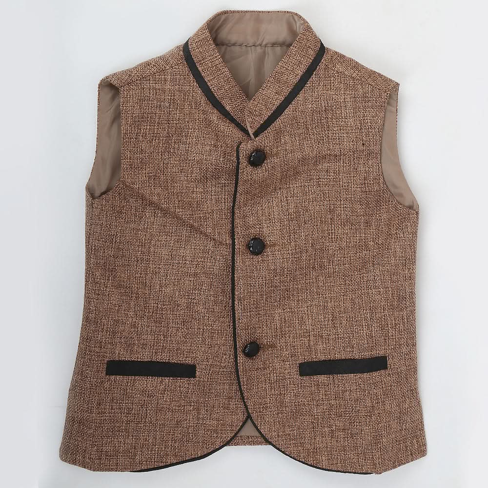 Boys Jute Fancy Waist Coat - Brown, Kids, Boys Waistcoats, Chase Value, Chase Value