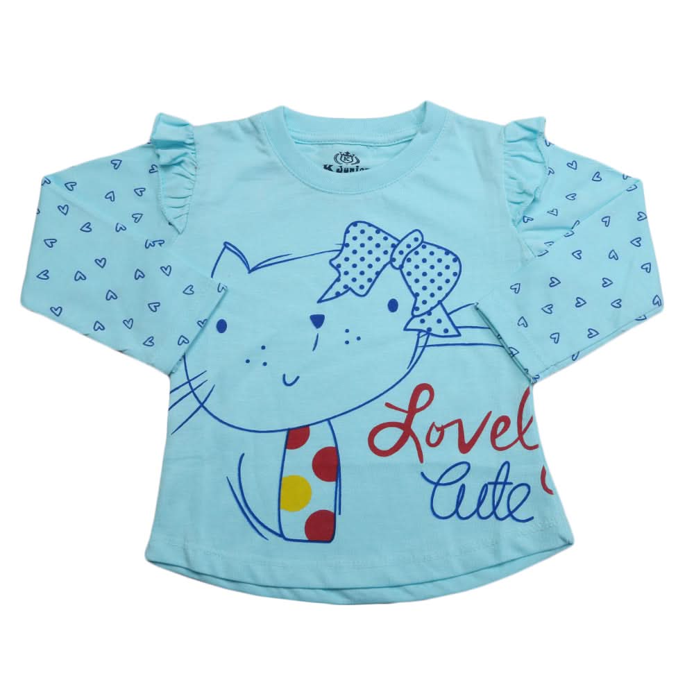 Girls Full Sleeves Jersey T-Shirt - Light Blue, Kids, Girls T-Shirts, Chase Value, Chase Value