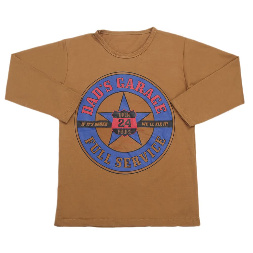 Boys Full Sleeves T-Shirt  8742 - Brown, Kids, Boys T-Shirts, Chase Value, Chase Value