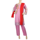 Women's Organza Fancy  3 Pcs Suit - Pink, Women, Shalwar Suits, Chase Value, Chase Value