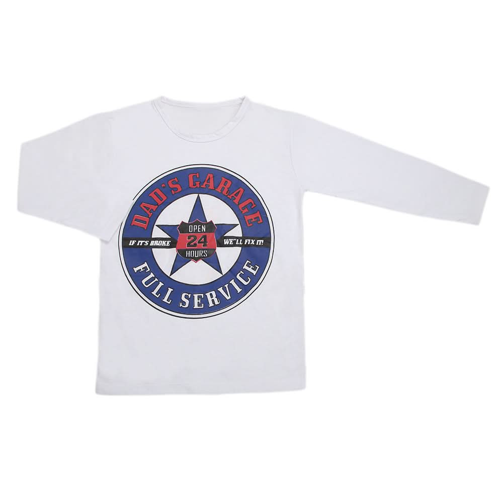 Boys Full Sleeves T-Shirt  8742 - White, Kids, Boys T-Shirts, Chase Value, Chase Value