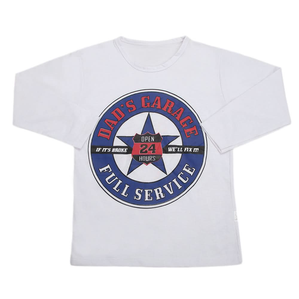 Boys Full Sleeves T-Shirt  8742 - White, Kids, Boys T-Shirts, Chase Value, Chase Value