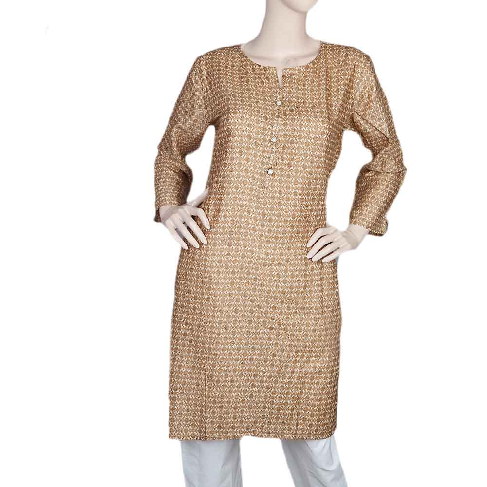 Women's Printed Kurti - Light Brown, Women, Ready Kurtis, Chase Value, Chase Value
