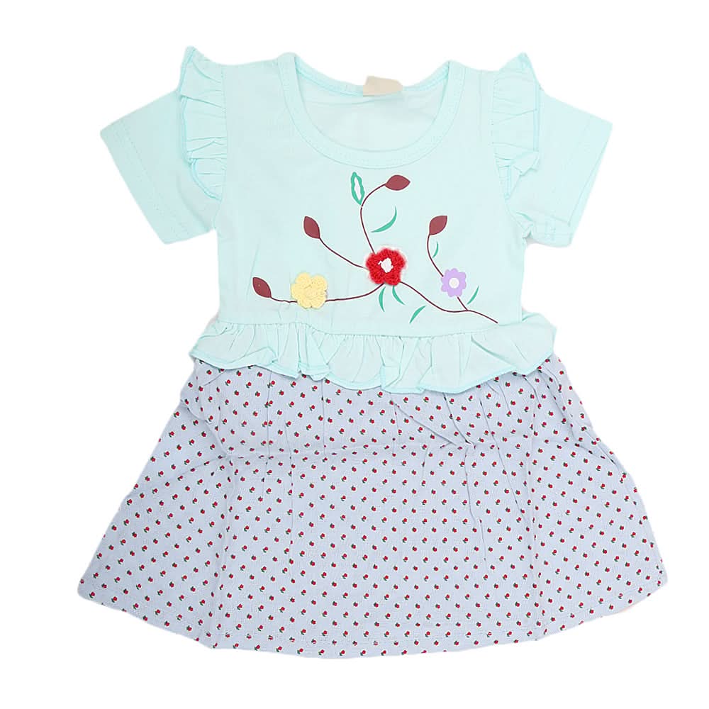 Newborn Girls Frock - Cyan, Kids, NB Girls Frocks, Chase Value, Chase Value