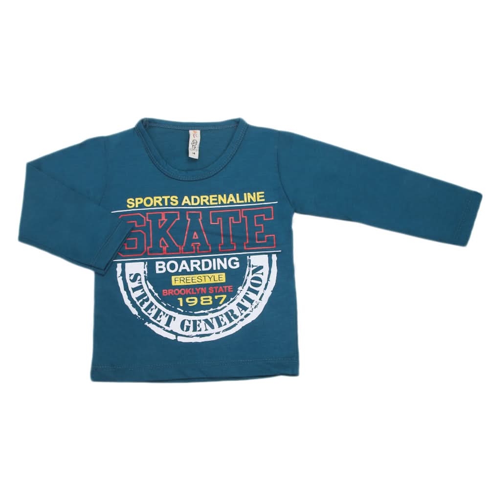 Boys Full Sleeves T-Shirt  8736 - Steel Blue, Kids, Boys T-Shirts, Chase Value, Chase Value