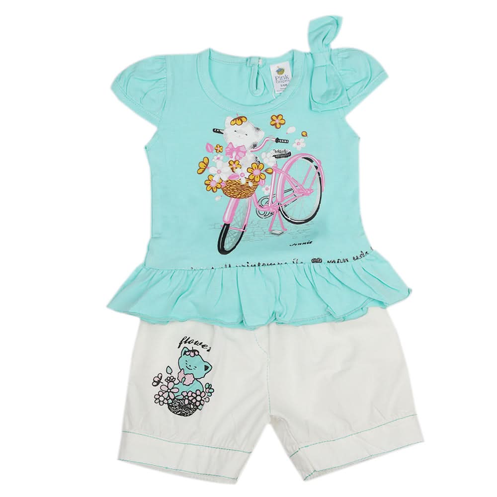 Newborn Girls Half Sleeves Suits - Sea Green, Kids, Newborn Girls Sets And Suits, Chase Value, Chase Value